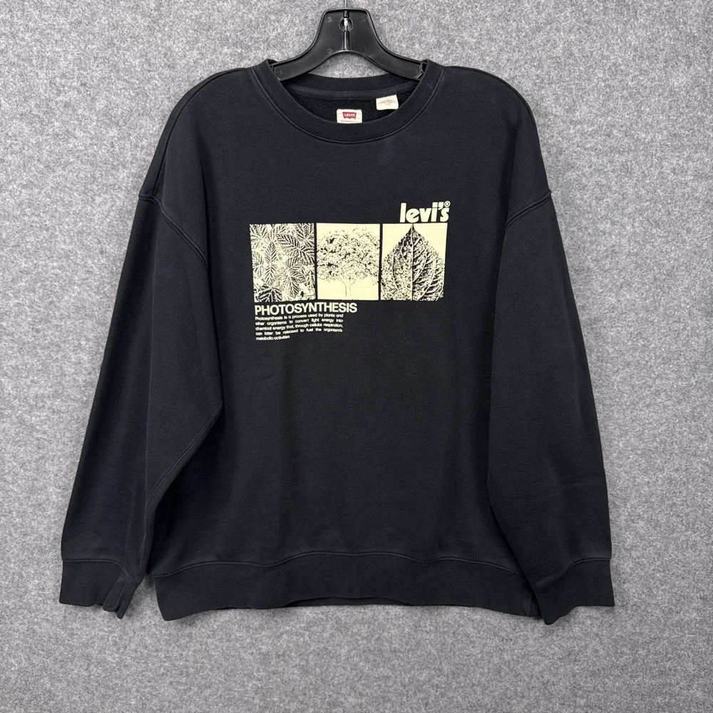 Levis Photosynthesis Graphic Sweatshirt Large Black Relaxed Fit Cotton Blend